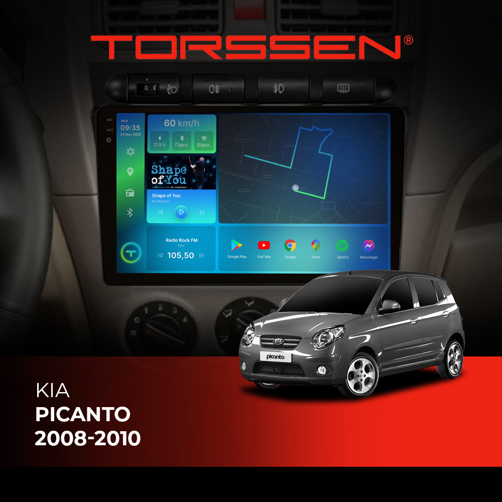 Штатная магнитола Torssen 2K DTS Kia Picanto 2008-2010 F9432 4G Carplay DSP