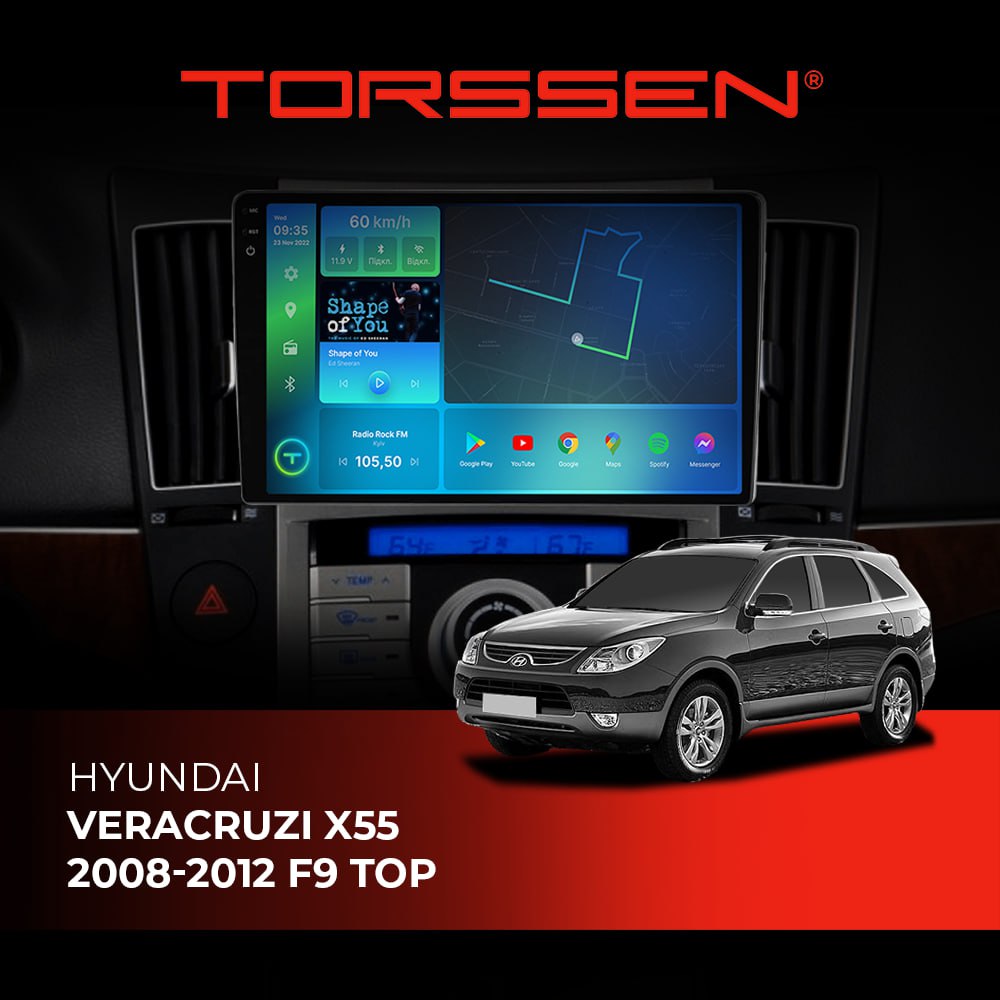 Штатна магнітола Torssen 2K Hyundai Veracruz/IX55 08-12 high-end TOP FL9 4+64Gb 4G Carplay DSP