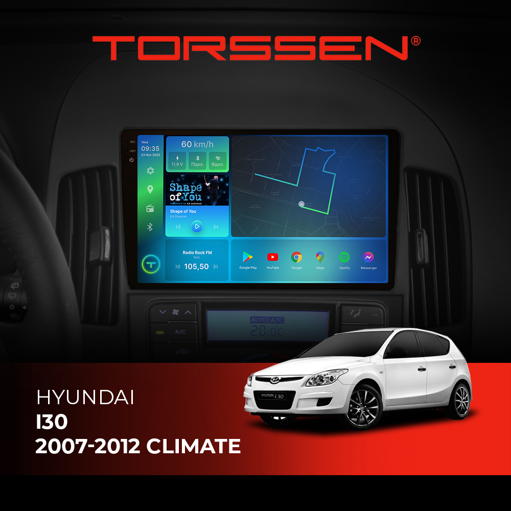 Штатна магнітола Torssen 2K Hyundai i30 2007-2012 climate FL9 4+64Gb 4G Carplay DSP