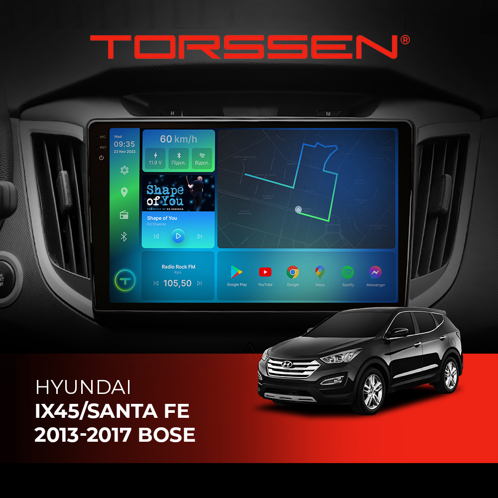 Штатна магнітола Torssen 2K Hyundai IX45/Santa Fe 2013-2017 Bose FL9 4+64Gb 4G Carplay DSP