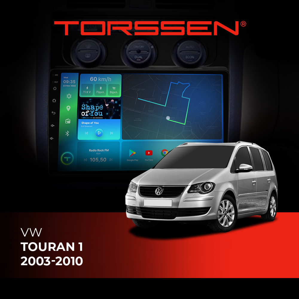 Штатная магнитола Torssen VW Touran 1 (2003-2010) F9116
