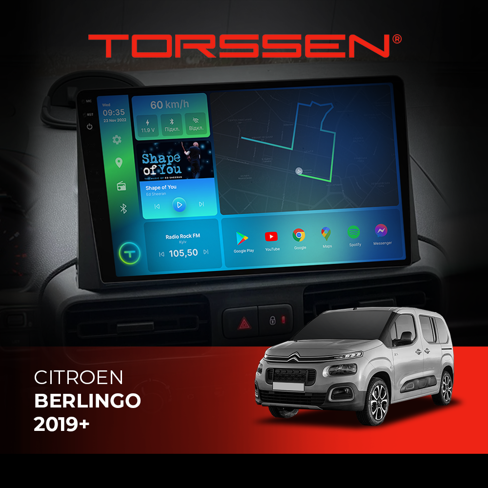 Штатная магнитола Torssen 2K Citroen Berlingo 2019+ FL10 4+64Gb 4G Carplay DSP