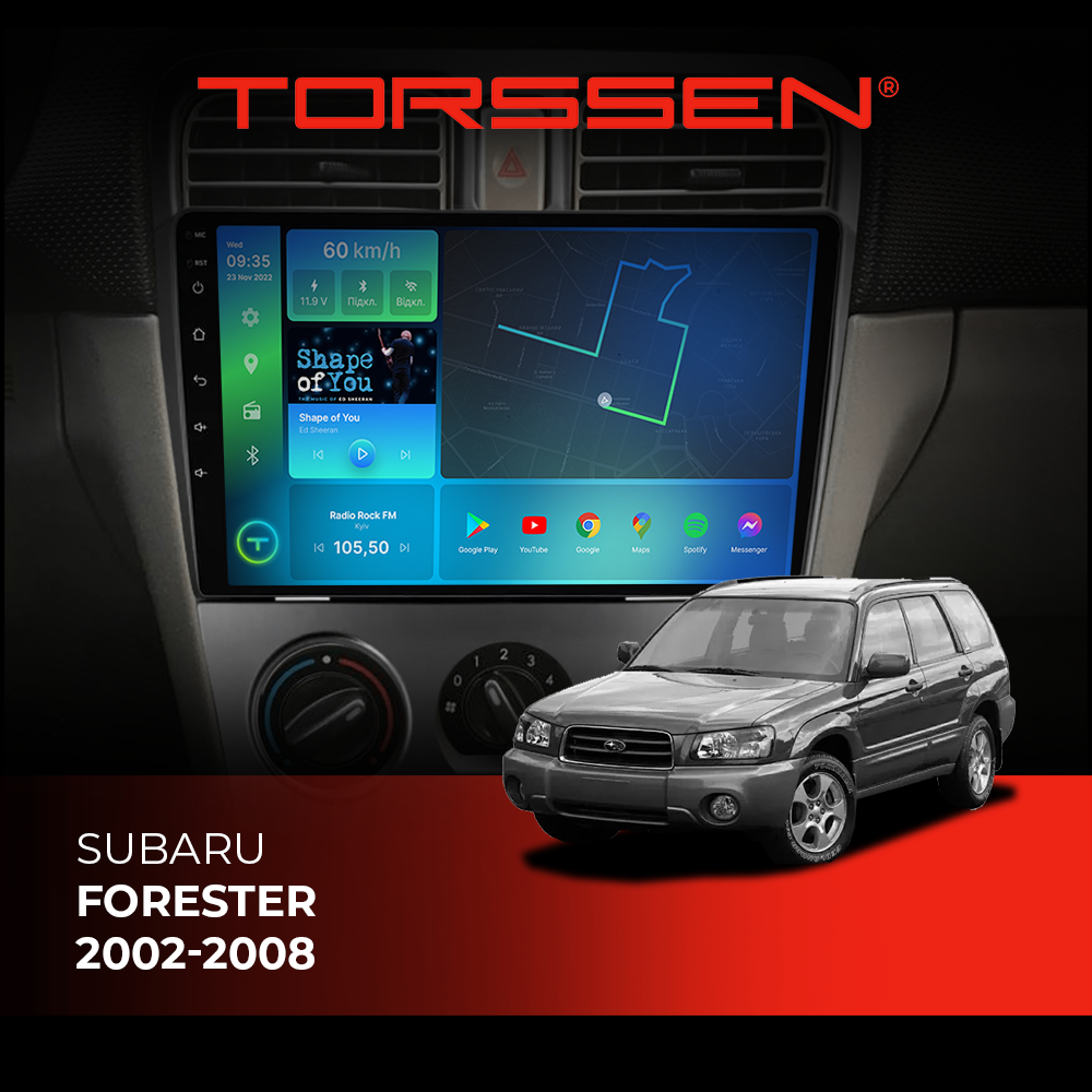 Штатная магнитола Torssen 2K Subaru Forester 02-08 FL9 4+64Gb 4G Carplay DSP