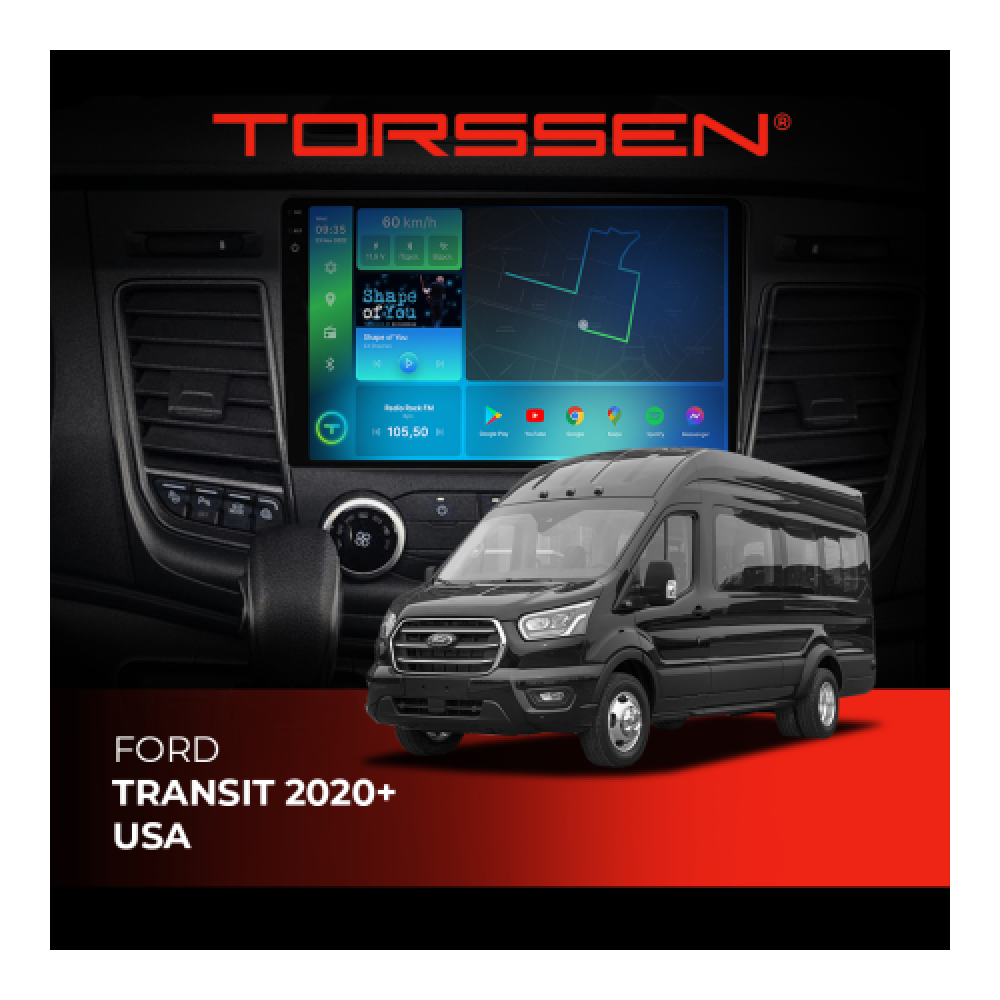 Штатная магнитола Torssen Ford Transit 2020+ USA F9332 4G Carplay DSP