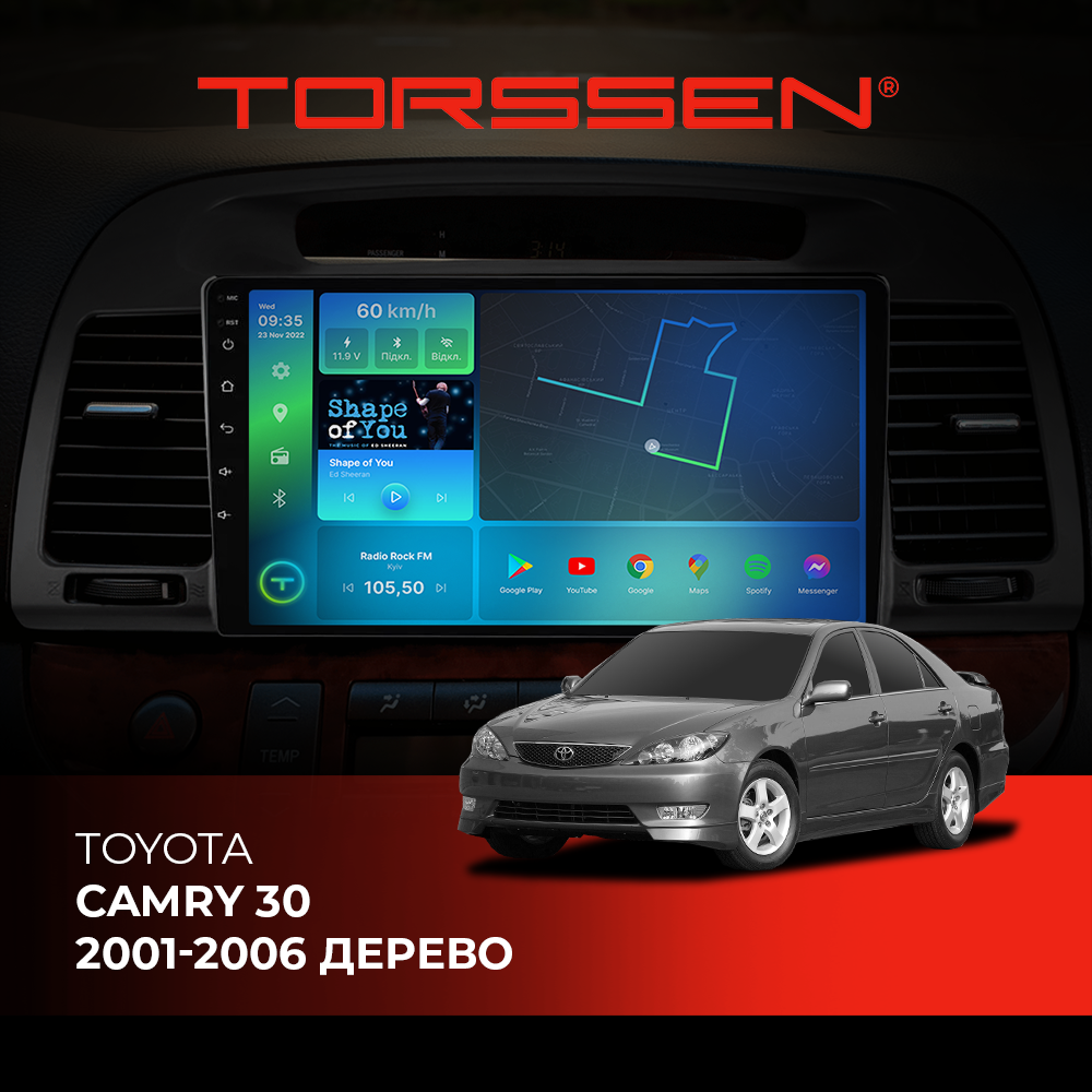 Штатная магнитола Torssen Toyota Camry 30 01-06 дерево F9116