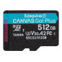 microSDXC (UHS-1 U3) Kingston Canvas Go Plus 512Gb class 10 A2 V30 (R170MB/s, W90MB/s)