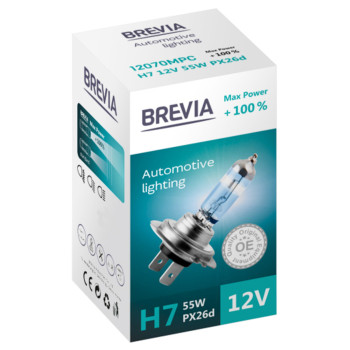 Галогеновая лампа Brevia H7 12V 55W PX26d Max Power +100% CP