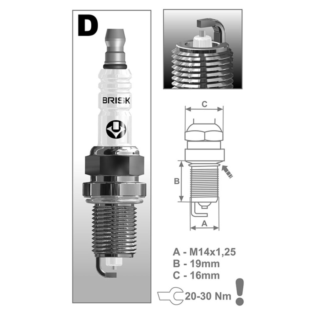 Свічка запалювання Brisk Silver DR15YS, 4шт
