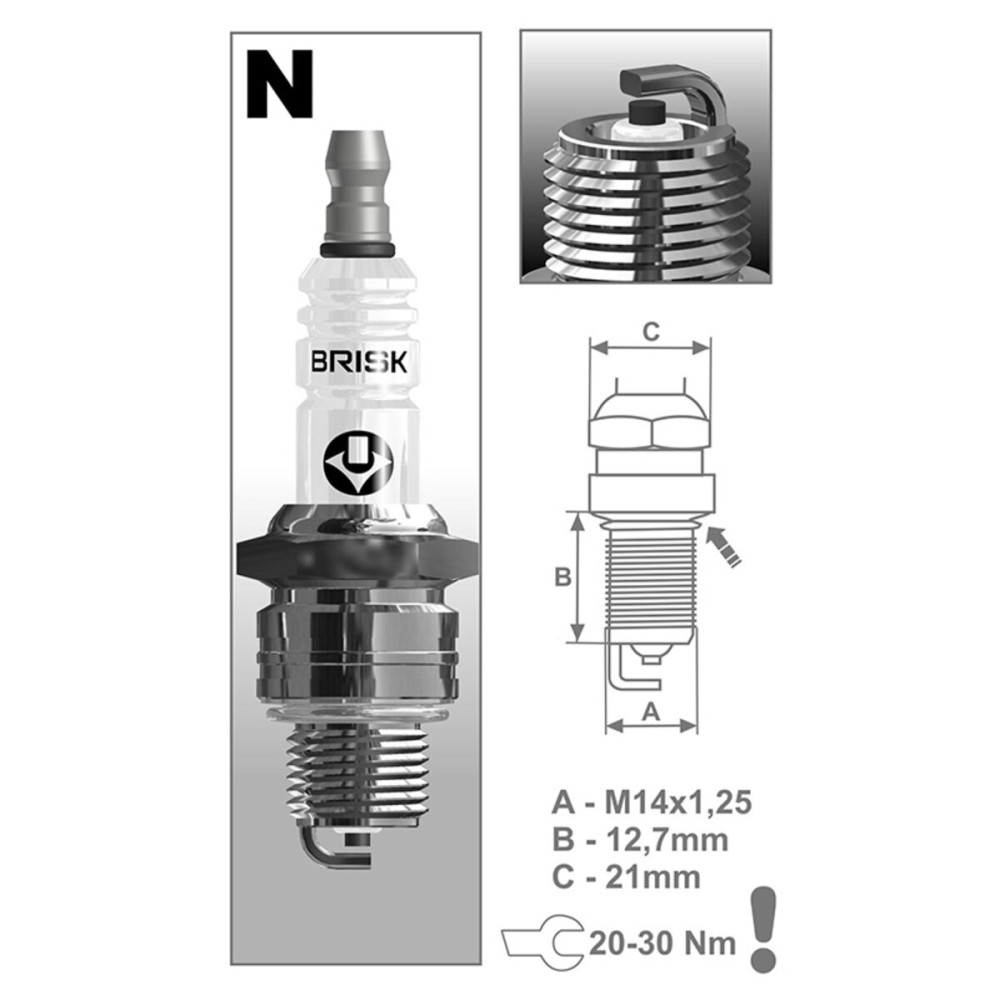 Свічка запалювання Brisk Super N19C, 4шт