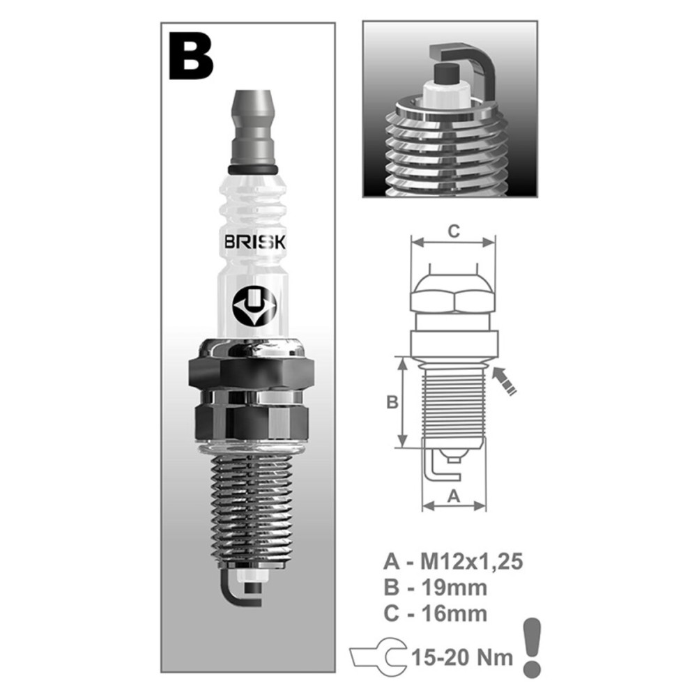 Свічка запалювання Brisk Super BR12YC, 1шт