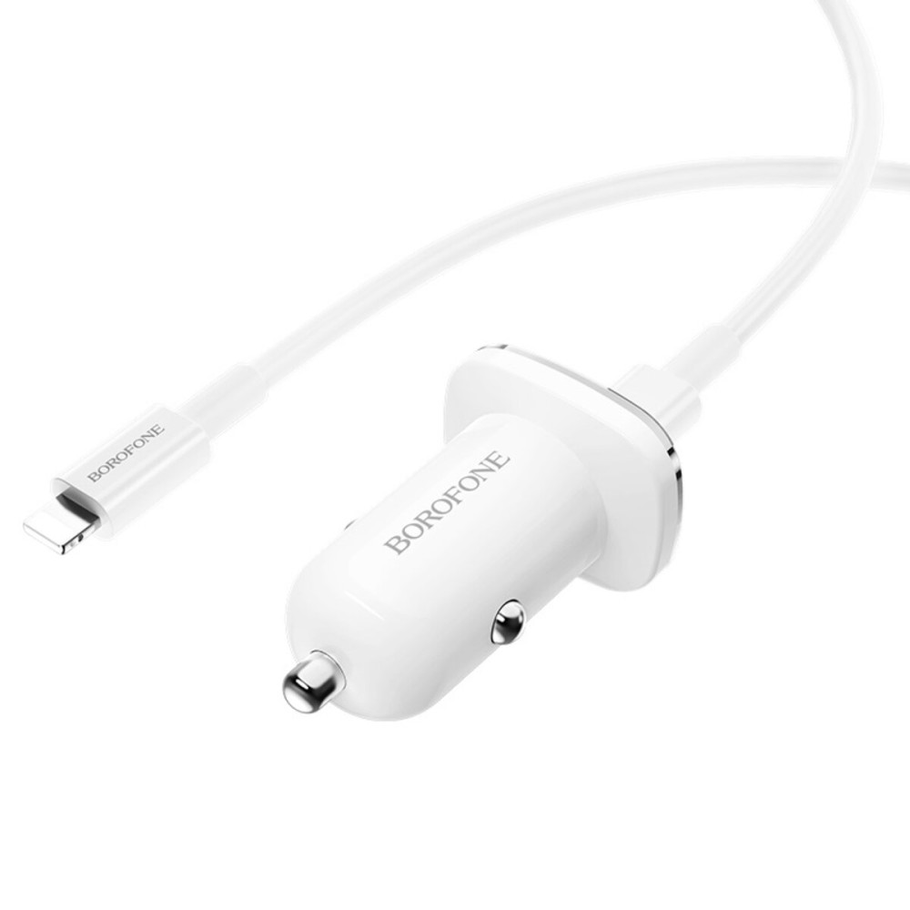 Автомобильное зарядное устройство BOROFONE BZ12B single port QC3.0 (Type-C to Lightning) 18W White