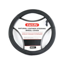 Чехол на руль Carlife 35-37 см, кожа, черный