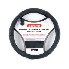 Чехол на руль Carlife 35-37 см кожаный, черный SW231S