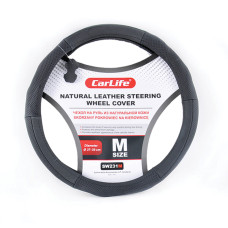 Чехол на руль Carlife 37-39 см кожаный, черный SW231M