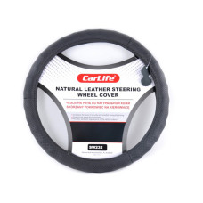 Чехол на руль Carlife 35-37 см кожаный, черный SW232S