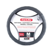 Чехол на руль Carlife 35-37 см кожаный, черный SW233S