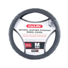Чехол на руль Carlife 35-37 см кожаный, черный SW233S
