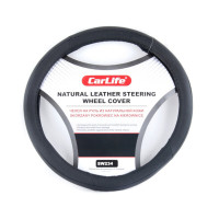 Чехол на руль Carlife 35-37 см кожаный, черный SW234S