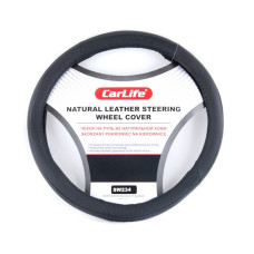 Чехол на руль Carlife 35-37 см кожаный, черный SW234S