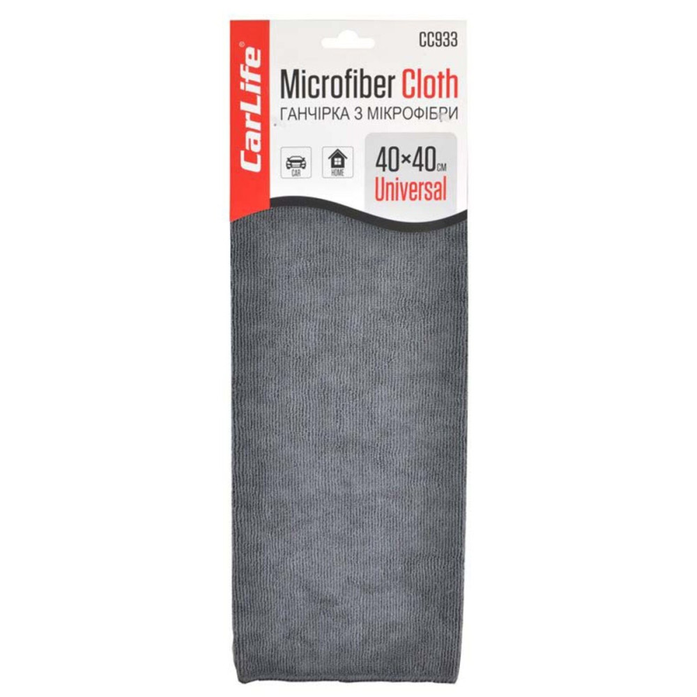 Тряпка из микрофибры CarLife, 40x40 см, серая