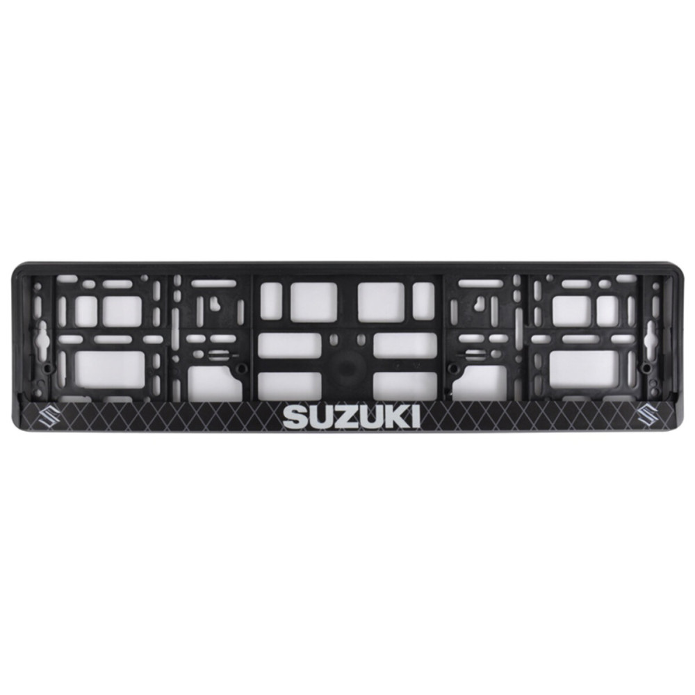 Рамка Сarlife под номер, цветная печать, Suzuki бело-черная