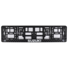 Рамка Сarlife под номер, цветная печать, Suzuki бело-черная