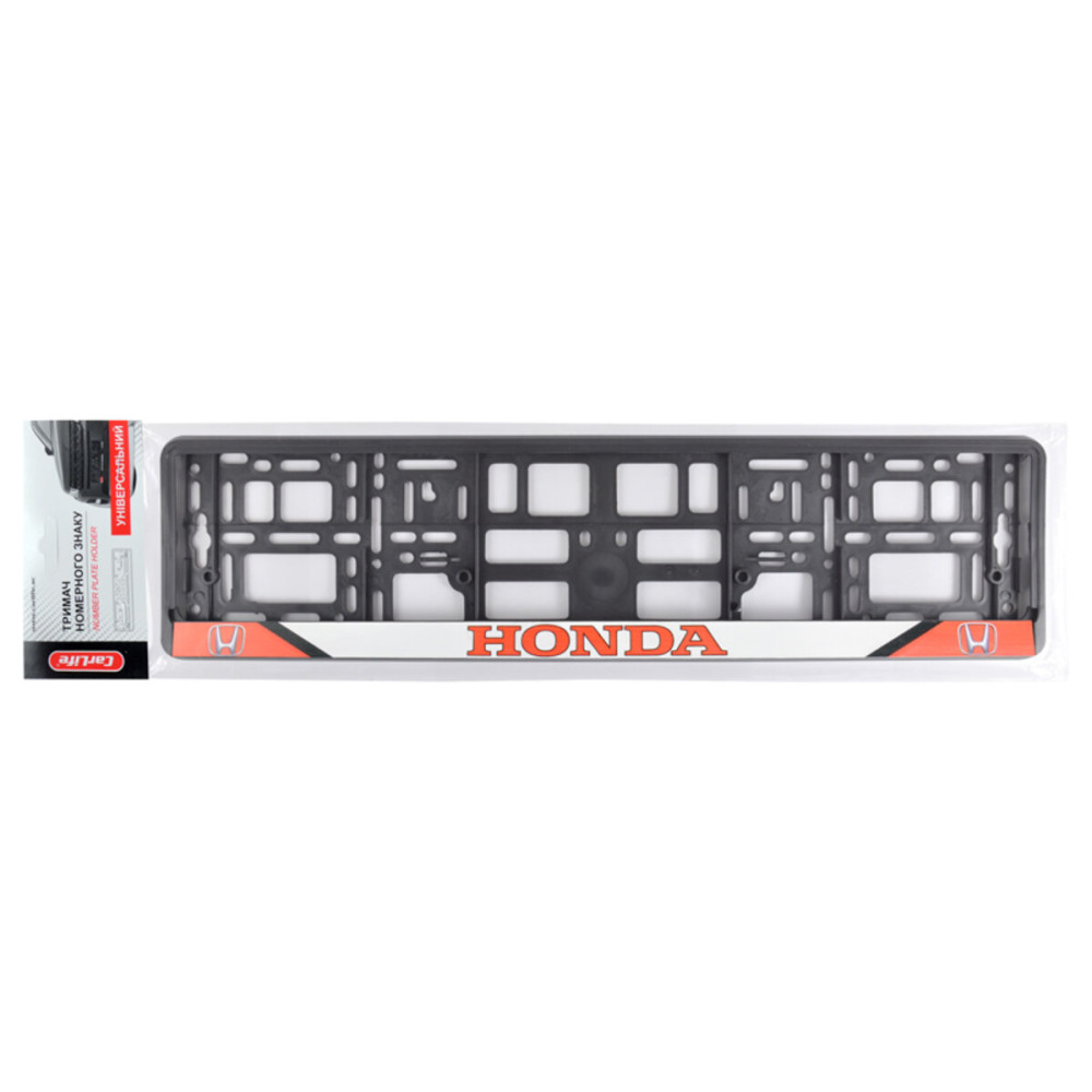 Рамка Сarlife под номер, цветная печать, Honda красно-белая