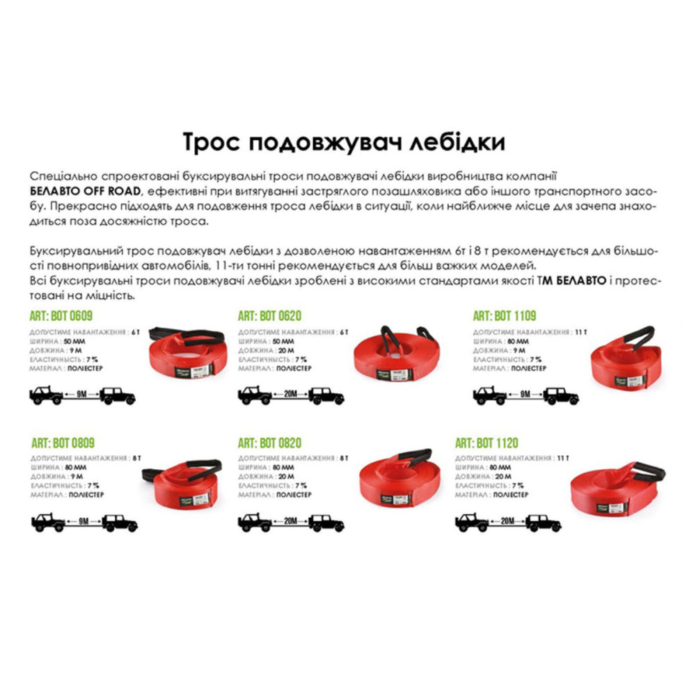 Трос BELAUTO 6т, 9м