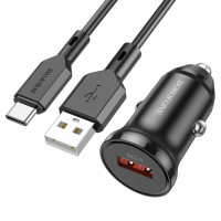 Автомобильное зарядное устройство BOROFONE BZ18 single port QC3.0 car charger set(Type-C) 18W Black