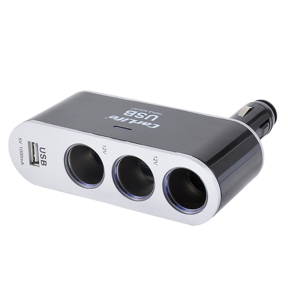 Розгалужувач прикурювача Carlife 3в1 + USB