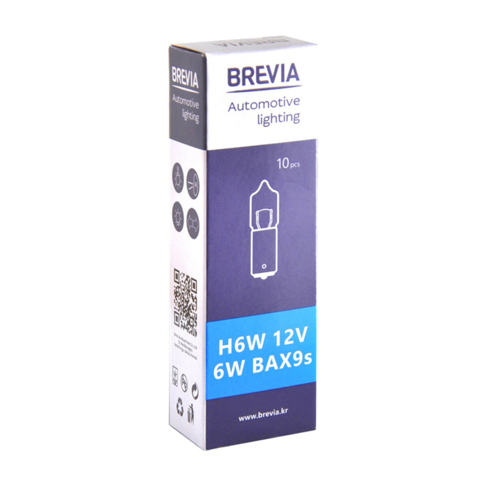 Лампа накаливания Brevia H6W 12V 6W BA9s CP, 10шт