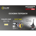 LED автолампа Solar H7 12/24V 6500K 8000Lm 60W ZES Chip