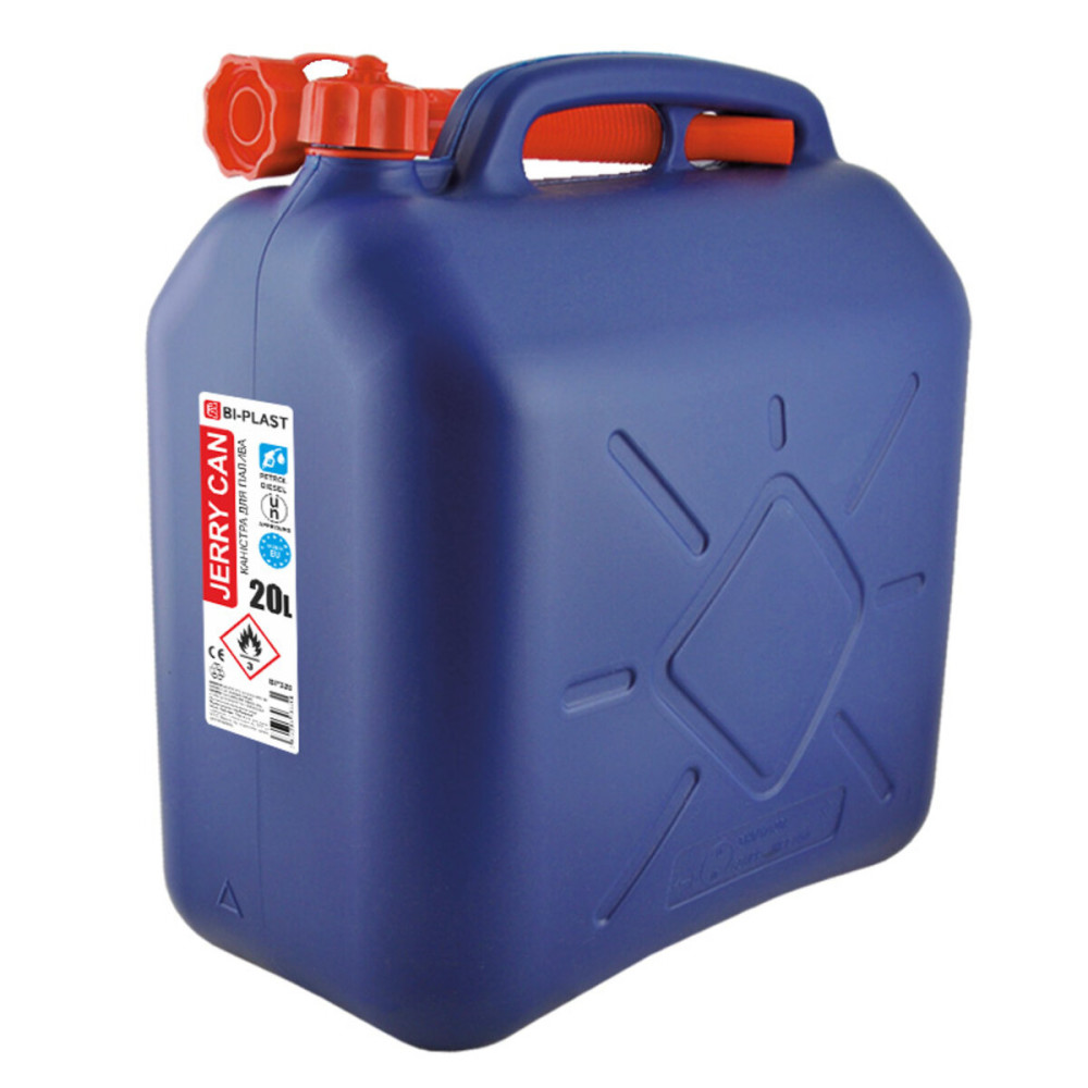 Канистра Bi-Plast пластиковая HDPE для бензина 20л с лейкой