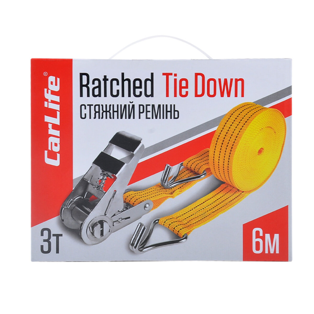 Стяжной ремень с замком CarLife 3т, 6м