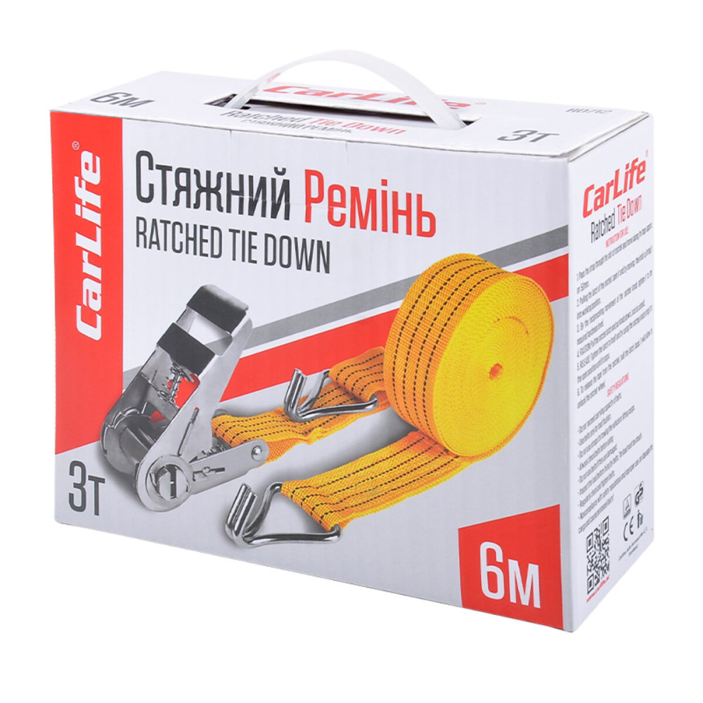 Стяжной ремень с замком CarLife 3т, 6м
