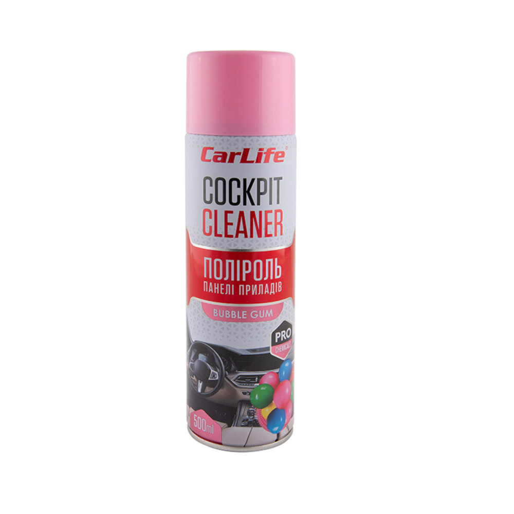 Полироль для панели приборов CarLife Cockpit Cleaner Бабл гам, 500мл