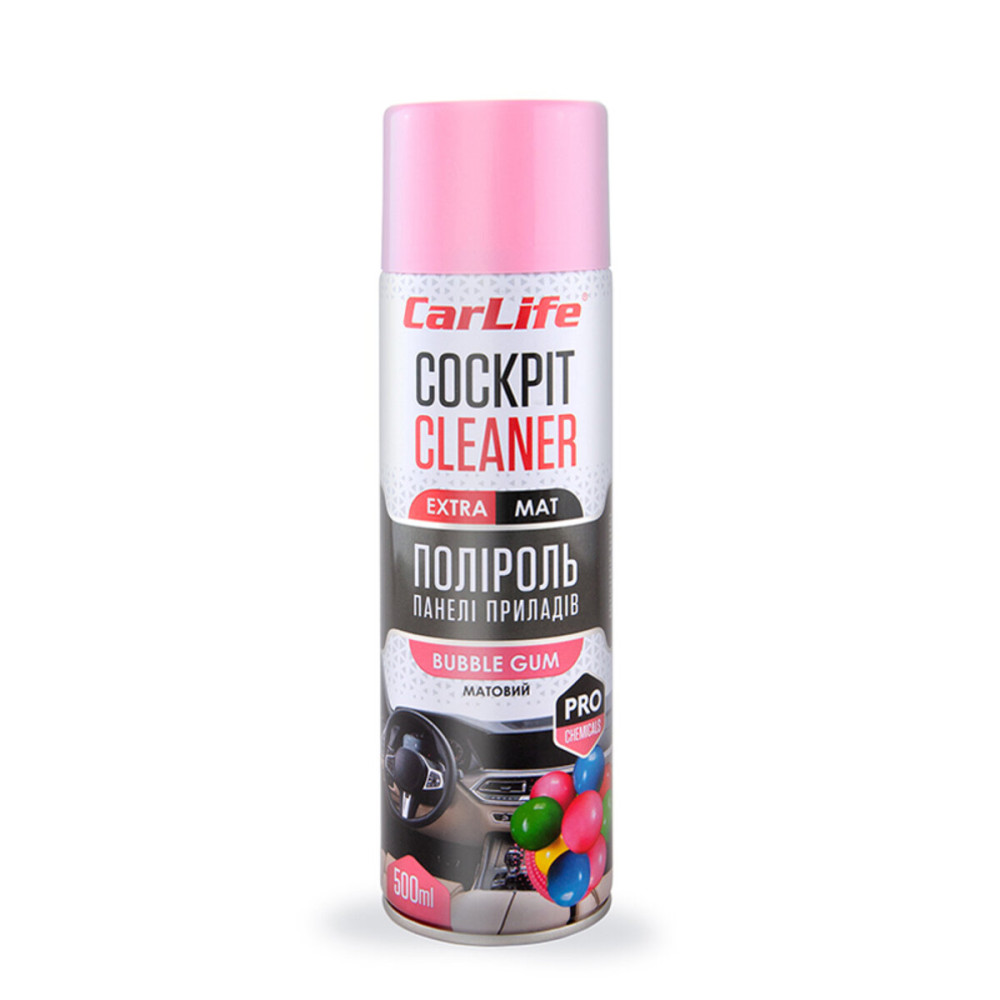 Полироль для панели приборов CarLife Cockpit Cleaner EXTRA MAT Бабл гам, 500мл