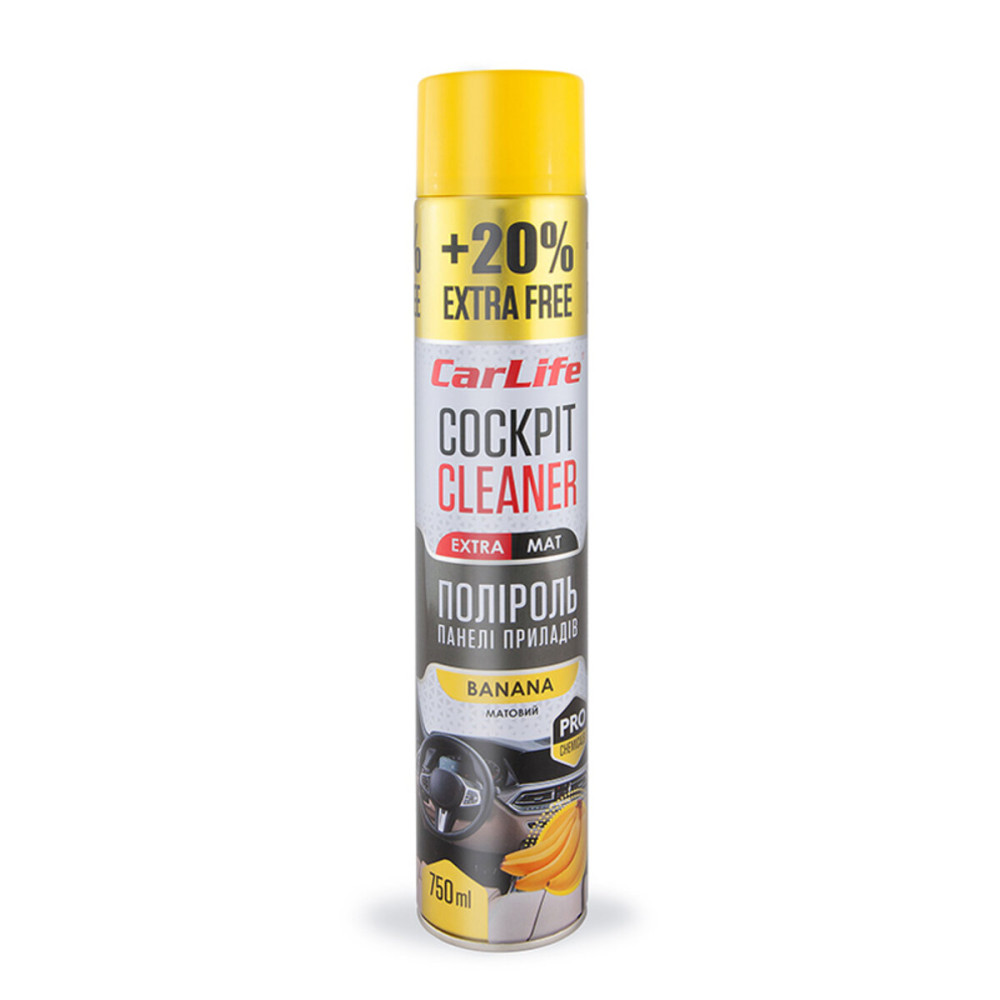 Полироль для панели приборов CarLife Cockpit Cleaner EXTRA MAT Банан, 750мл