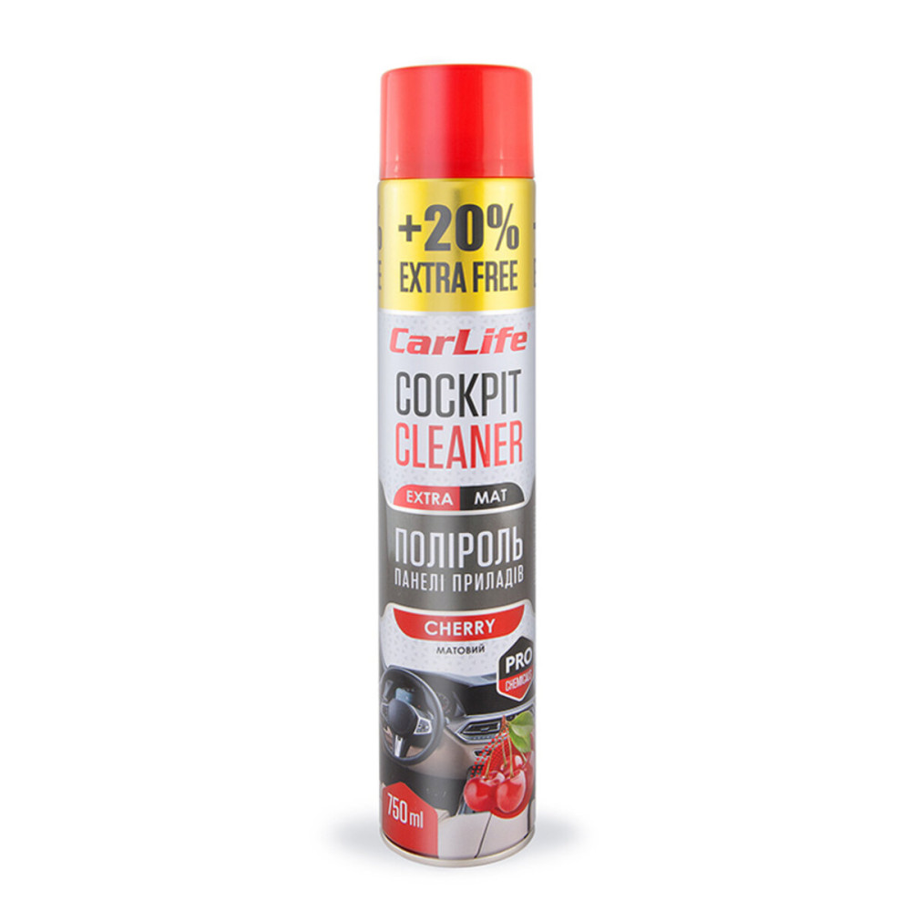 Полироль для панели приборов CarLife Cockpit Cleaner EXTRA MAT Вишня, 750мл