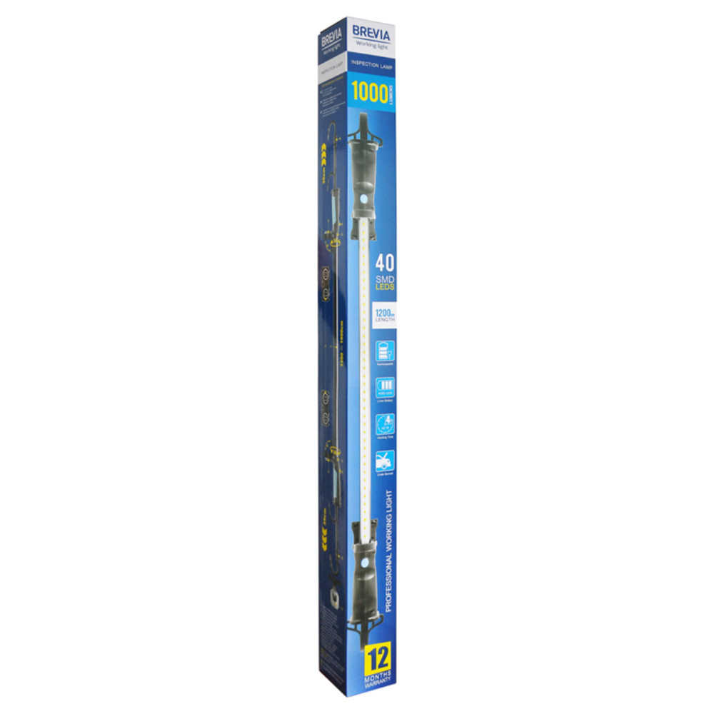 Профессиональная инспекционная лампа Brevia LED 120-190см 40SMD 1000lm 4000mAh