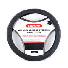 Чехол на руль Carlife 41-43 см кожаный, черный SW229XL