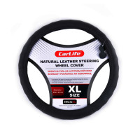 Чехол на руль Carlife 41-43 см кожаный, черный SW232XL