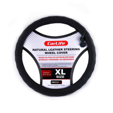 Чехол на руль Carlife 41-43 см кожаный, черный SW232XL