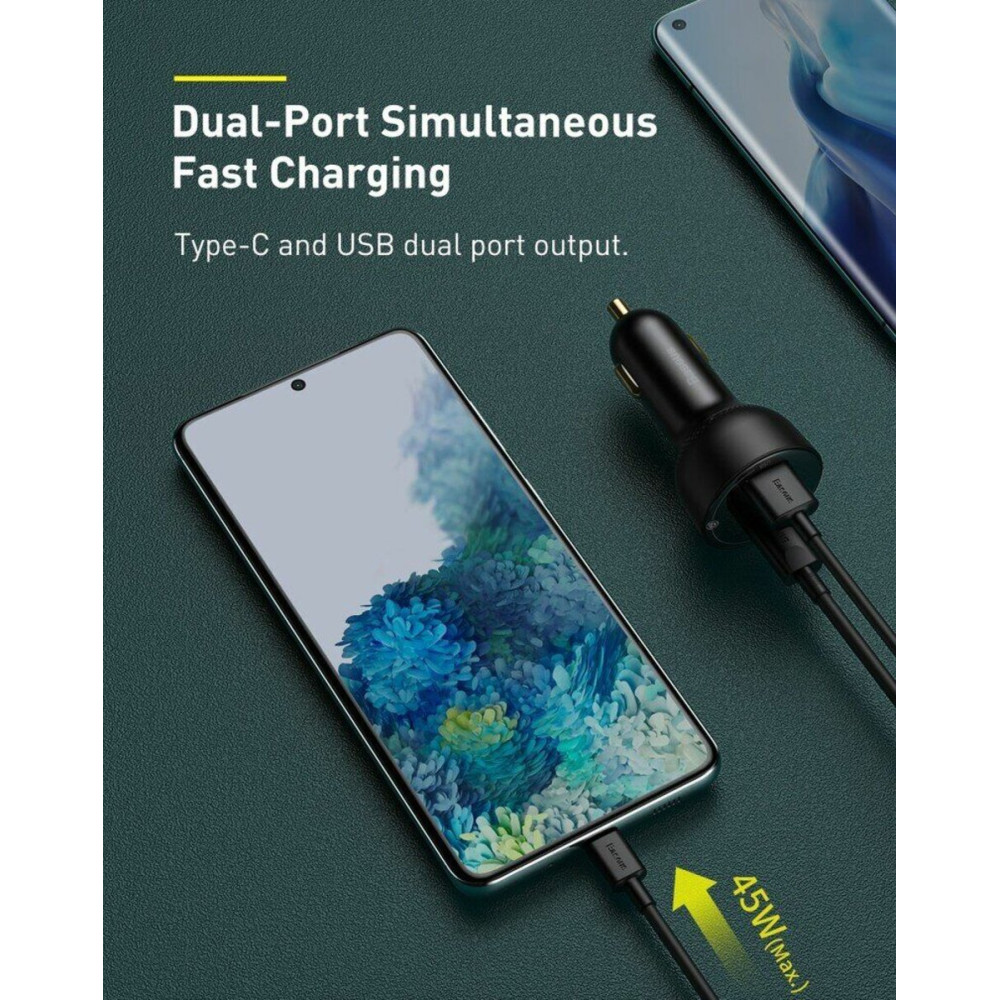 Автомобильное зарядное устройство Baseus Superme Digital Display PPS Dual Quick Charger Car Charger 100 W Black