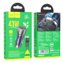 Автомобильное зарядное устройство HOCO NZ8 Sprinter 43W dual port PD25W+QC3.0 car charger set(C to iP) Blue