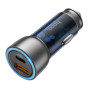 Автомобильное зарядное устройство HOCO NZ8 Sprinter 43W dual port PD25W+QC3.0 car charger set(C to iP) Blue