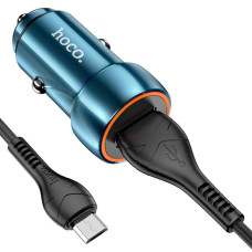 Автомобильное зарядное устройство HOCO Z46 Blue shield single port QC3.0 18W (Micro) Sapphire Blue