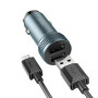 Автомобільний зарядний пристрій HOCO Z49 Level dual port car charger set(Micro) Metal Gray