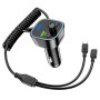 FM-модулятор с зарядным устройствомом BOROFONE BC45 Prestige QC3.0 2-in-1 car BT FM transmitter with cable 18W Black