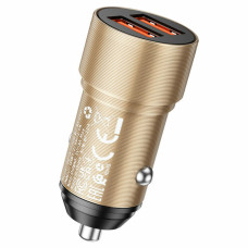 Автомобильное зарядное устройство BOROFONE BZ19 Wisdom dual port car charger Gold